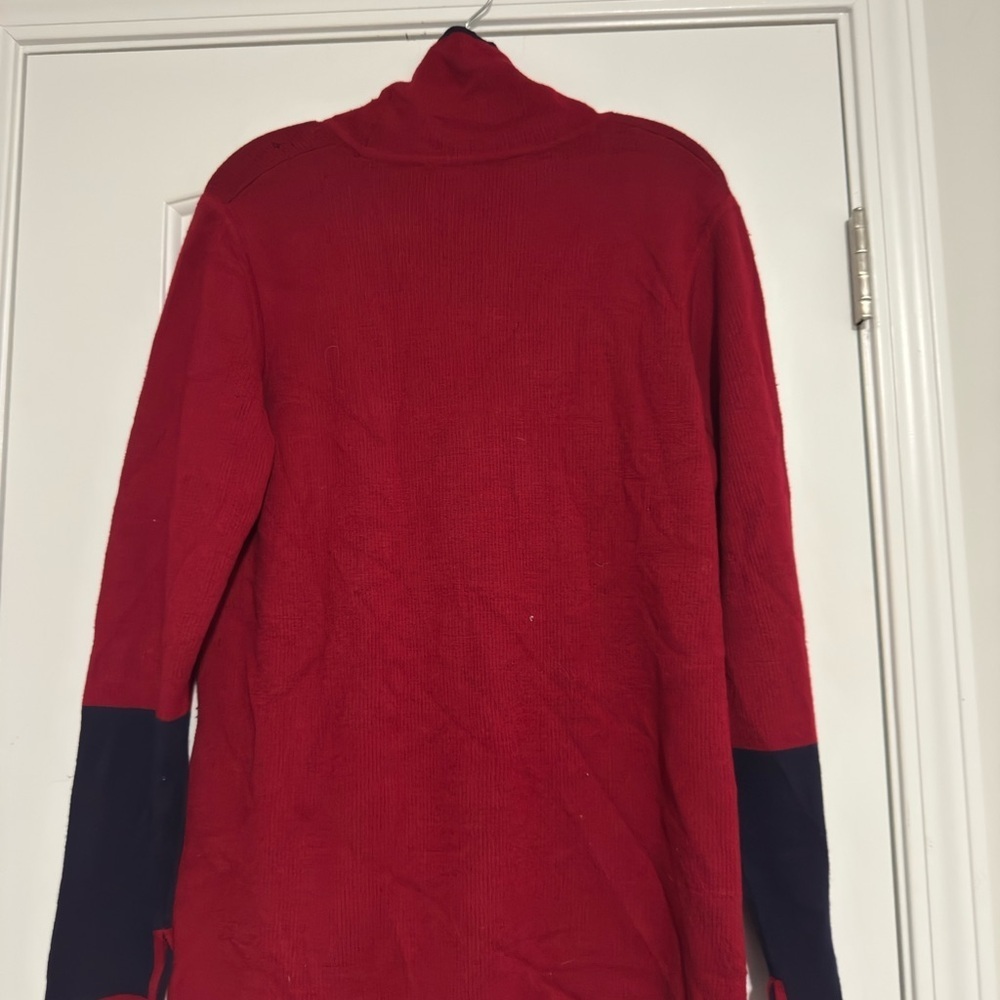 Athleta Burgundy and Navy Crew Neck Sweater - Picture 2 of 9